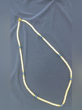 Vintage Japan Pearl & Navy Bead Necklace